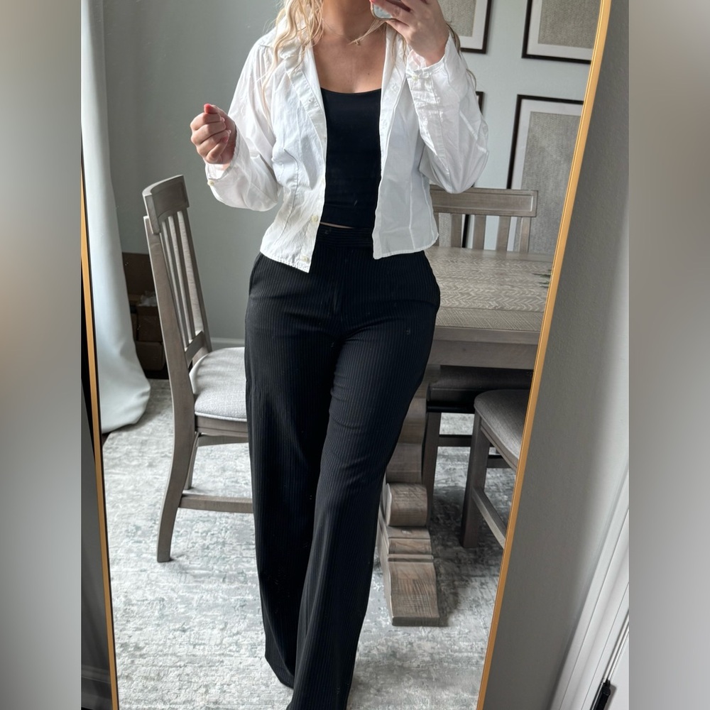LOFT White Button-Up Crop Blouse Shirt - Picture 8 of 11